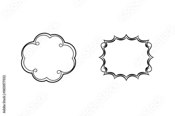 Fototapeta Ornate decorative frames with swirling flourishes borders