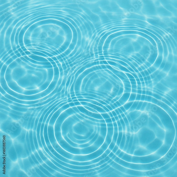 Obraz Blue water with ripples on the surface. Blue colored clear calm water surface texture with splashes and bubbles