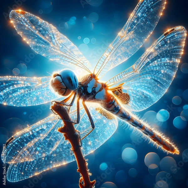 Obraz dragonfly on a blue background