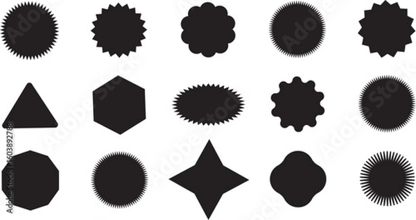 Fototapeta Zig-zag circle black collection color icon, Sale and discount, circle frame vector sign, Undulating round frame.Rounded zig-zag circle in colors vector,
