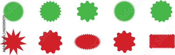 Fototapeta set of Simple circle frame line icons set, Sale and discount, circle frame vector template, Sale and big set of black zig-zag illustration,
