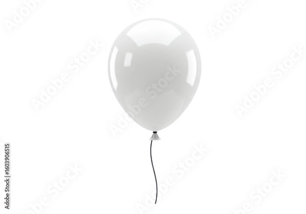 Obraz Isolated Simple White Glossy Balloon on String