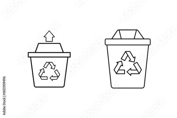 Fototapeta Recycling bins with arrows trash waste