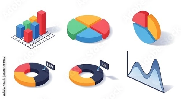 Fototapeta Isometric Charts Graphs Presentation Data