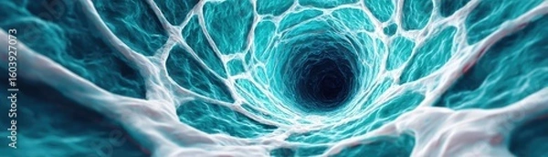 Fototapeta Fluid retention in bladder wall concept. Abstract representation of cellular structure and intricate patterns.