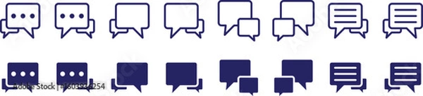 Fototapeta chat message icon set bubble minimalist design, flat style, simple geometric shapes, conversation icons, messaging symbols, speech bubbles, dialogue elements