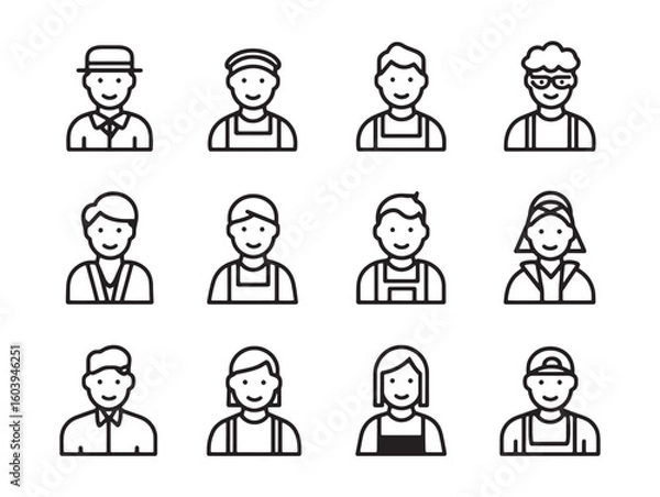 Fototapeta Volunteer Group Simple Line Drawing