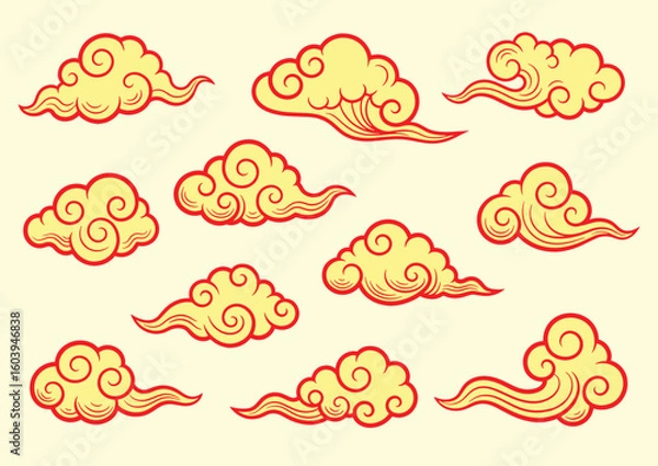 Obraz chinese cloud china asian traditional illustrations set decorations element vector
