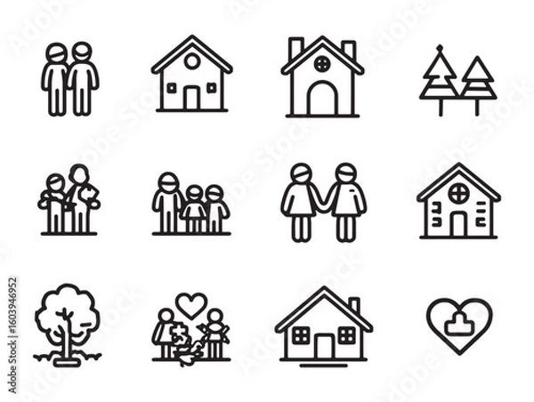 Fototapeta Volunteer Help Icon Minimal Design