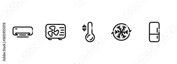 Fototapeta Line icons for cooling systems and climate control appliances