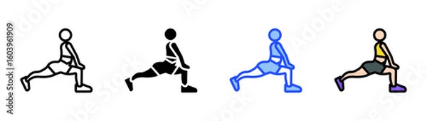 Fototapeta Groin Stretch Icon Collection With Multiple Styles