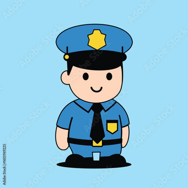 Obraz Flat vector police officer character, full-body, perfect for safety campaigns, city apps, or law illustrations