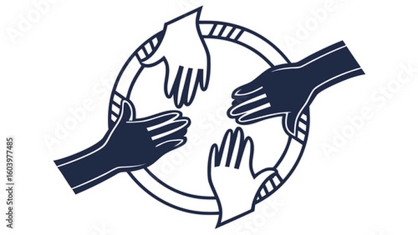Fototapeta Diverse hands joining together in unity and collaboration, symbolizing teamwork and community support, a powerful graphic with potential for positive impact
