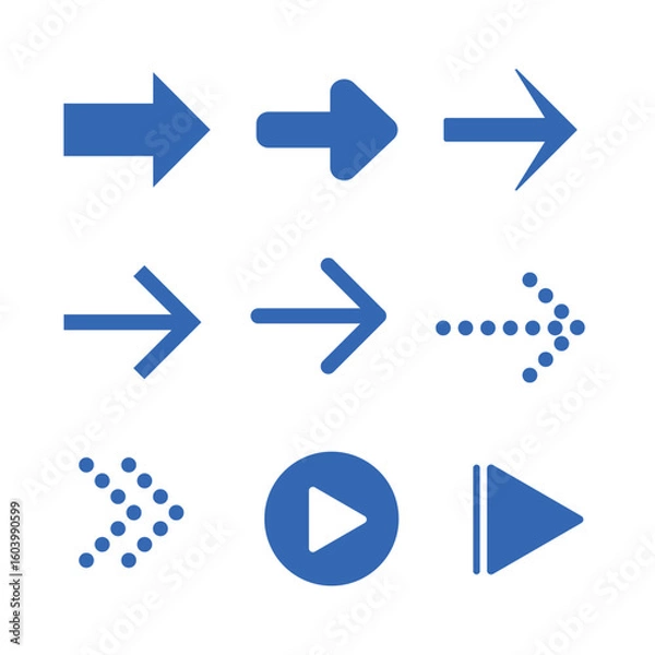 Fototapeta 青い矢印アイコンセット