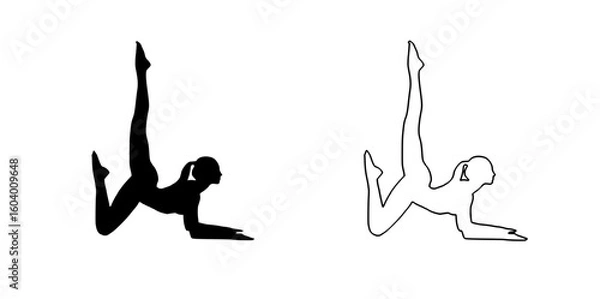 Fototapeta black silhouette of a girl doing yoga on a white background black, girl, pose, silhouette, woman, yoga 