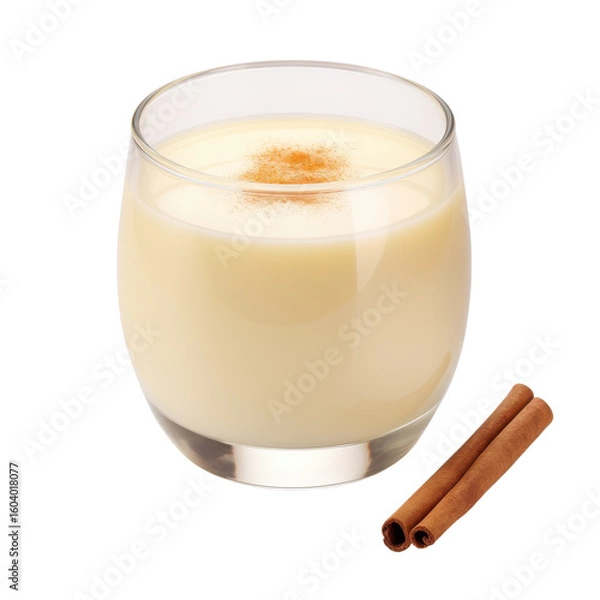Fototapeta Rompope vanilla liqueur eggnog drink made with eggs isolated on transparent background