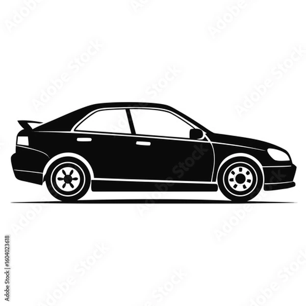 Fototapeta Car Side View vector clean black silhouette design white background