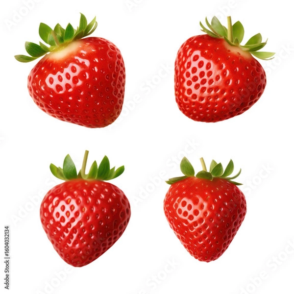 Fototapeta Top view Set of Red Strawberry isolated on transparent background