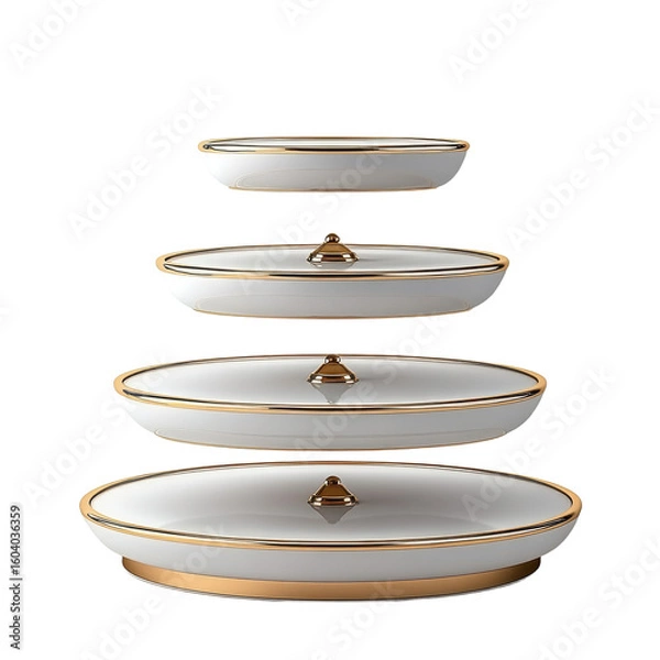 Fototapeta White and gold display stand with a simple minimal isolated on transparent background