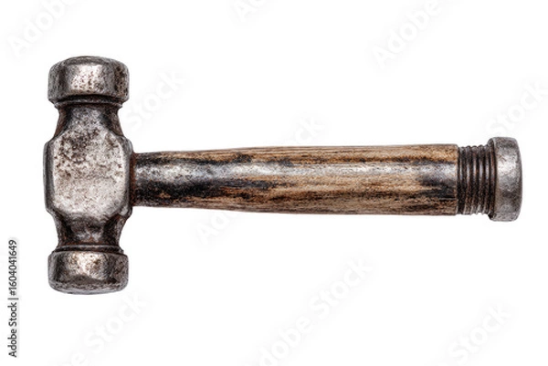 Obraz Vintage metal hammer with wooden handle.  Rustic, worn appearance