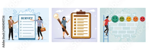 Obraz Online survey questionnaire. Survey or feedback opinion. Feedback or appreciation rating.
