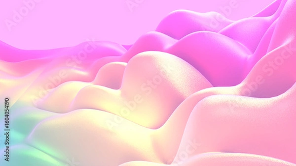 Fototapeta 3D render abstract flowing rainbow waves.
