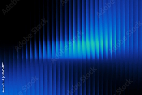 Fototapeta Glossy ribbed gradient with deep black, vibrant teal, and electric green tones. A sleek futuristic vibe with refracted glass texture and luminous movement. 