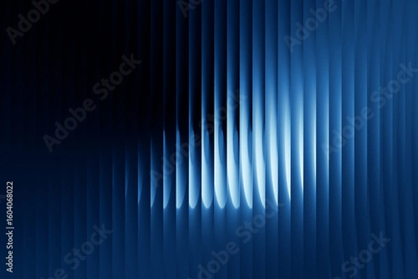 Fototapeta Blue gradient with vertical white highlights on a dark background. Clean, minimal, and energetic with a modern edge. The transition from dark to light enhances the depth and dynamic appearance