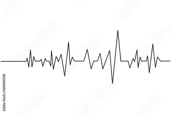 Obraz Heartbeat with heart continuous one line drawing on white background isolate outline vector illustration