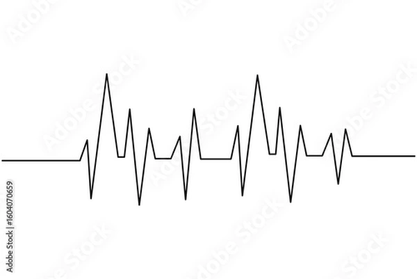 Obraz Heartbeat with heart continuous one line drawing on white background isolate outline vector illustration