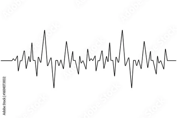 Obraz Heartbeat with heart continuous one line drawing on white background isolate outline vector illustration