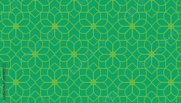 Fototapeta Intricate green geometric islamic pattern background texture