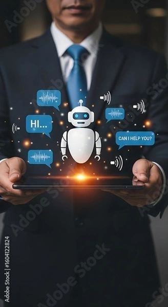 Fototapeta Digital transformation with AI chatbot, smart business concept