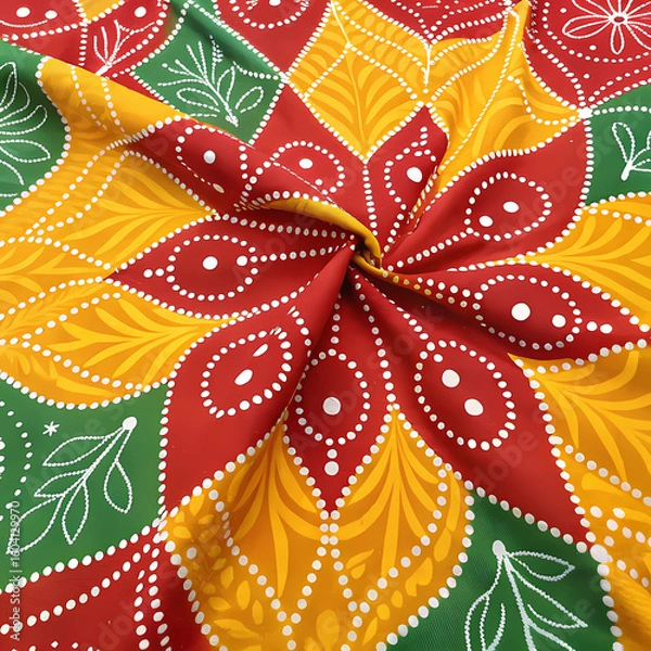 Fototapeta Indian Fabric Pattern Bandhani (Tie-dye) generative AI
