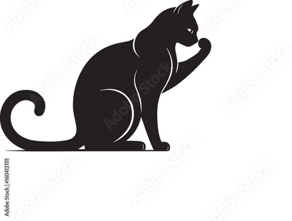 Obraz black cat on a white background