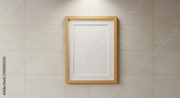 Obraz Empty frame on a light beige tiled wall