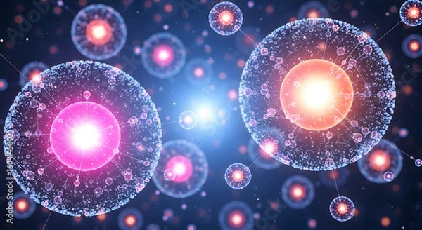 Fototapeta Cosmic Atoms: A Vivid Exploration of Atomic Energy in Space