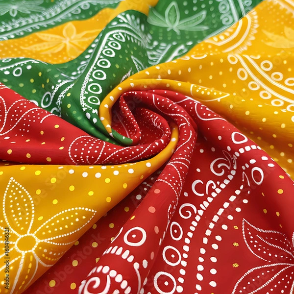 Fototapeta Indian Fabric Pattern Bandhani (Tie-dye) generative AI
