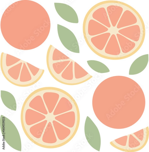 Obraz Pastel Pink Grapefruit Fruit Pattern Design.