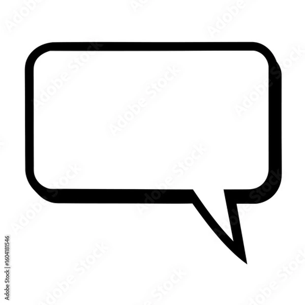 Obraz Rectangular Speech Bubble Icon - Black and White Vector for Text, Dialogue, and Online Communication.