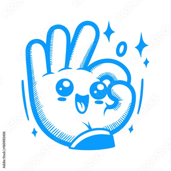 Fototapeta “all right” sign hand cartoon vector illustration