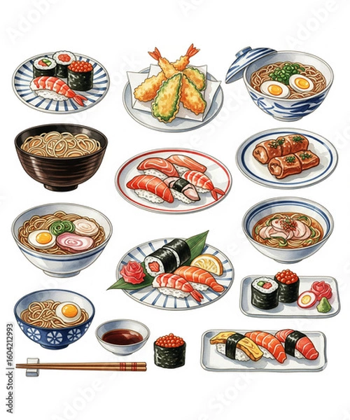Obraz set of Japanese food . 