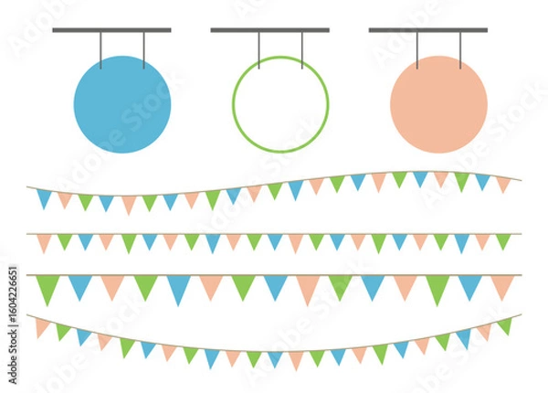 Obraz 飲食店の看板とガーランド　お洒落なお店の必須アイテムです