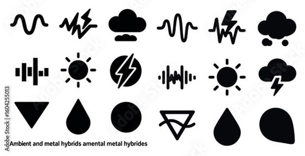Fototapeta Weather and nature solid icons set – filled, silhouette, climate symbols