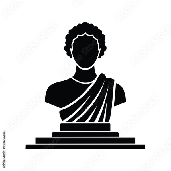 Obraz Ancient Sculpted Bust Depicting Dignified Citizen Statue on Pedestal Stand
