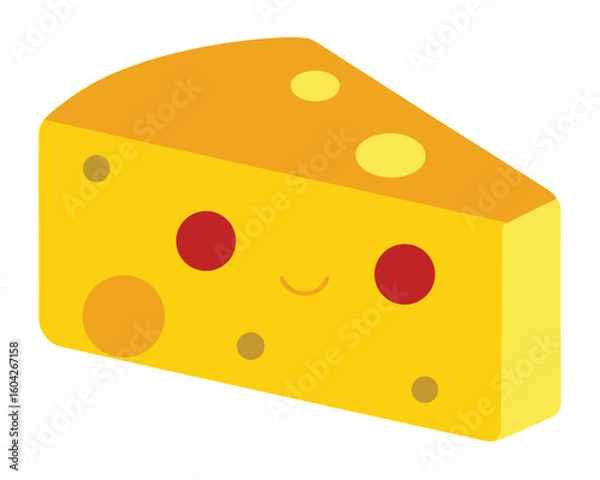 Fototapeta A cute piece of cheese is isolated on white background Ai Generated
