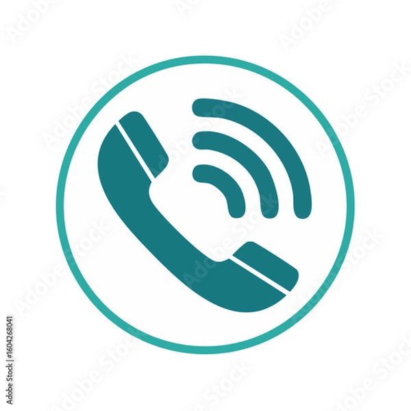 Fototapeta Telephone handset icon for contact support service hot line communication aid and client interaction