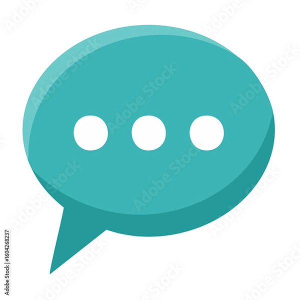 Obraz Teal speech bubble icon with ellipses communication pending message flat design