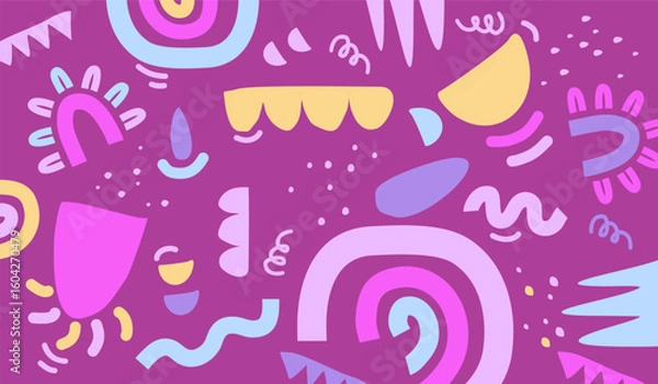 Fototapeta Colorful cute doodle pattern background vector design