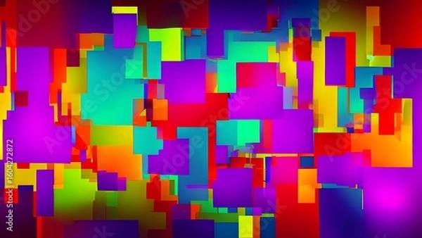 Fototapeta Digital geometric cubes in a colorful mosaic design form a futuristic backdrop